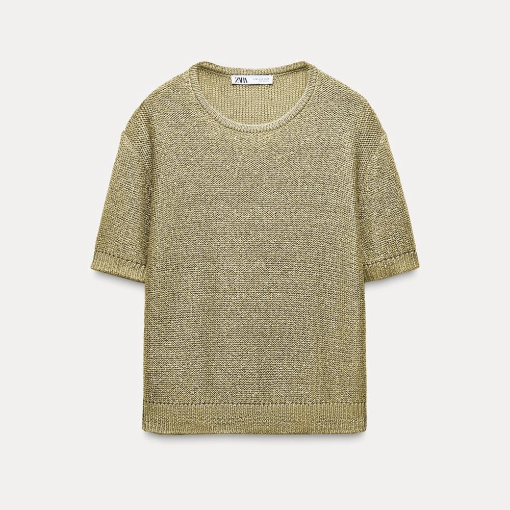 NWT Zara Gold Sequin Sweater Top